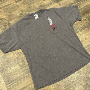 Vintage 2000 Warner Bros Bugs Bunny Embroidered Pocket T-Shirt Size XL‎ V.I.P